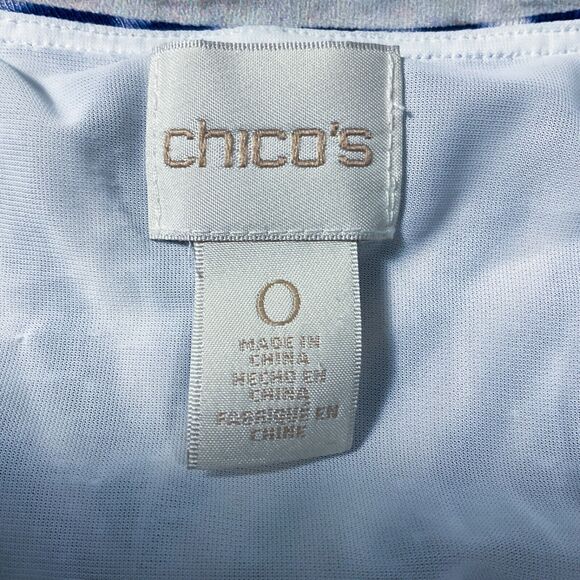 Chicos Womens Dress size Small Blue White Maxi Slit Pullover Sleeveless Stretch - Picture 5 of 11